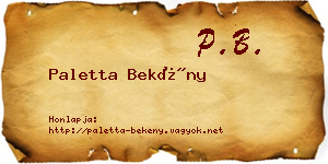 Paletta Bekény névjegykártya
